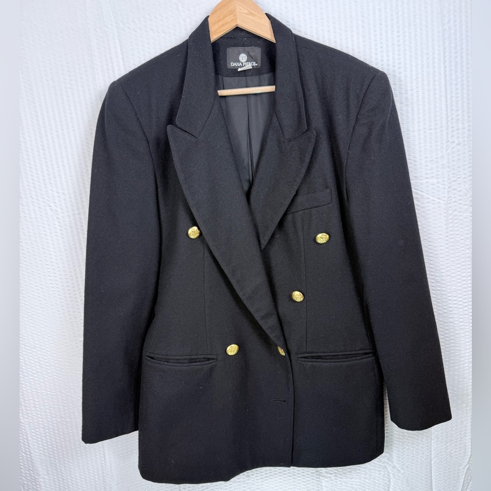 Vintage 100% Wool Black Blazer polished Size 10 Jacket Preppy, Lined